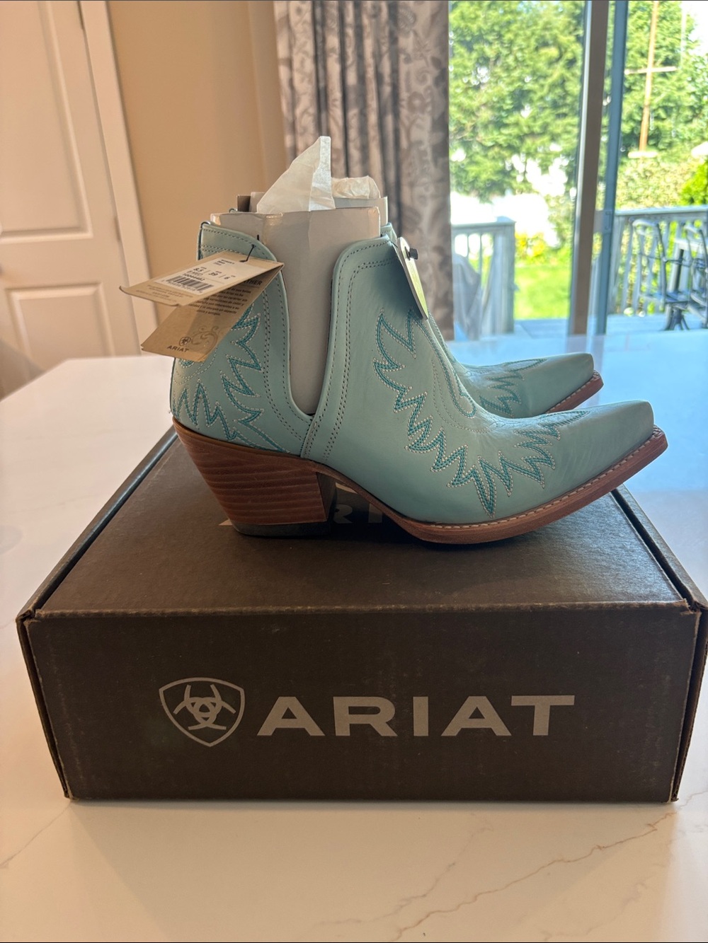 Ariat Women's Dixon Ankle Boots in Tiffany Blue - Picture 6 of 8